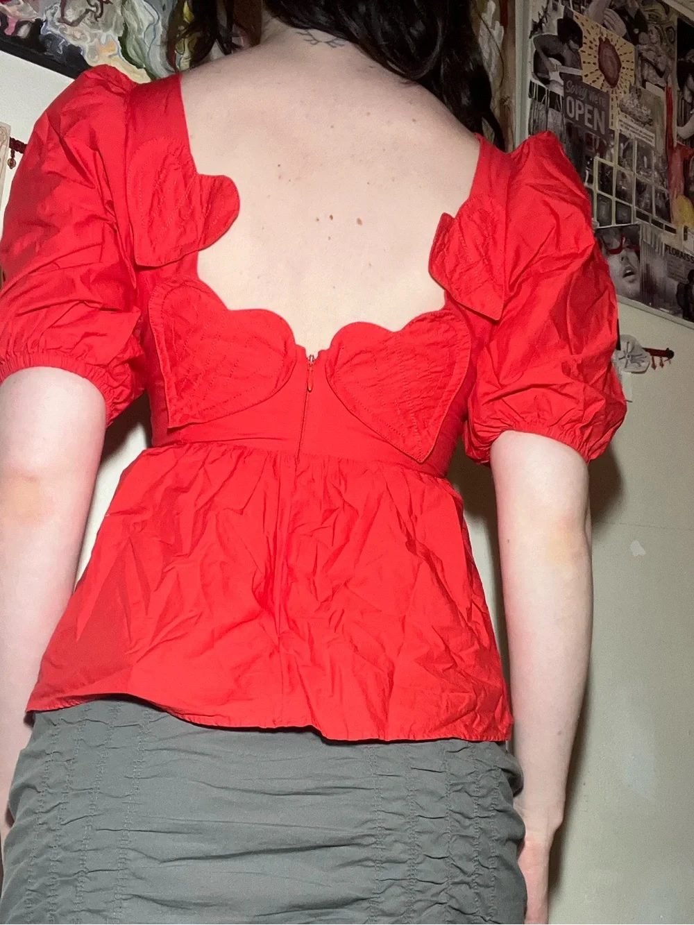 FARM Rio Heart Puff Sleeve Top